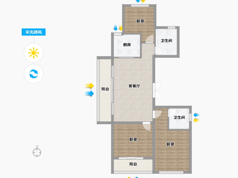 浙江省-杭州市-融创滨江杭源御潮府-93.63-户型库-采光通风