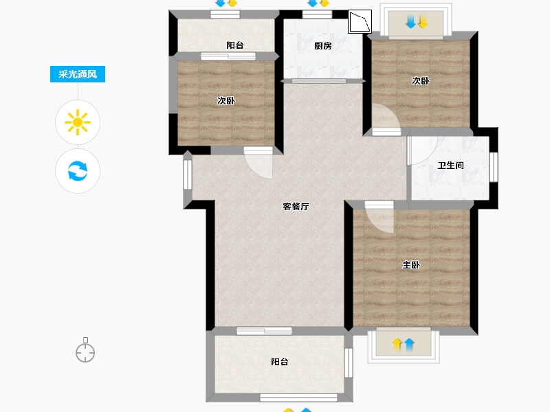 江西省-南昌市-保利春天里-75.70-户型库-采光通风