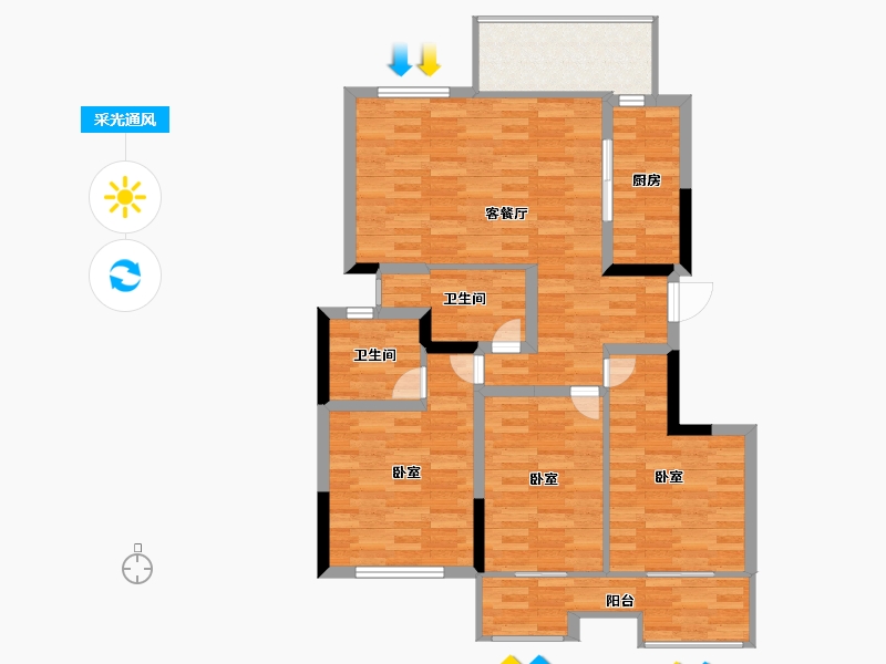 浙江省-杭州市-招商近湖花苑-94.00-户型库-采光通风