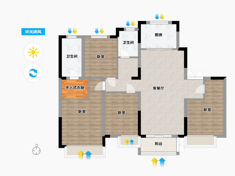 浙江省-湖州市-大发融悦四季-109.00-户型库-采光通风