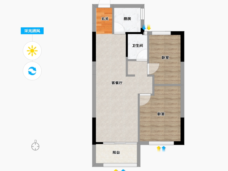 浙江省-嘉兴市-金色江湾-53.37-户型库-采光通风