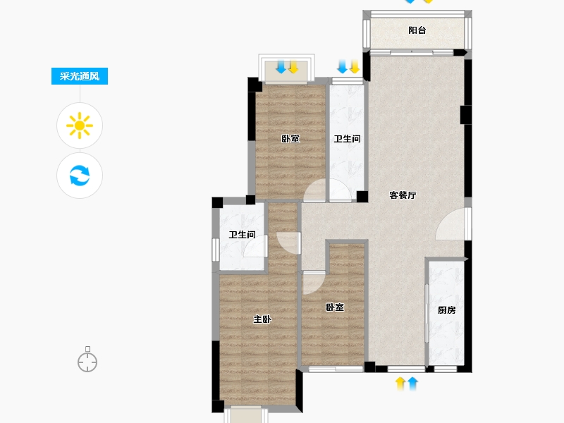 福建省-泉州市-安溪金沙水岸-91.84-户型库-采光通风