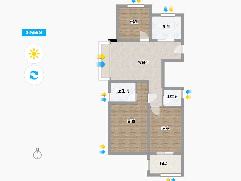 浙江省-湖州市-东宸-70.17-户型库-采光通风