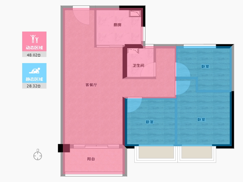 浙江省-丽水市-碧桂园黄金时代-68.00-户型库-动静分区