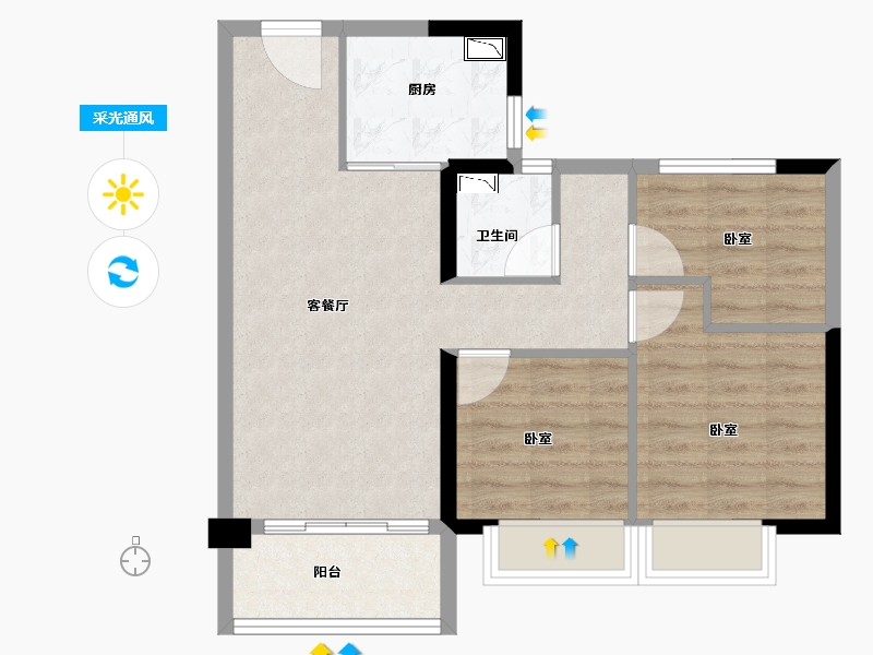 浙江省-丽水市-碧桂园黄金时代-68.00-户型库-采光通风