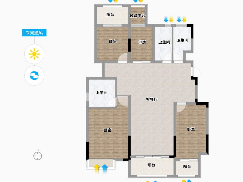 安徽省-合肥市-合肥奥园城市天地-156.00-户型库-采光通风