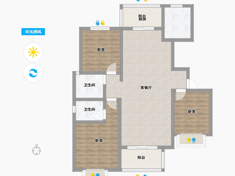 陕西省-渭南市-合昇·昌宁府-95.65-户型库-采光通风