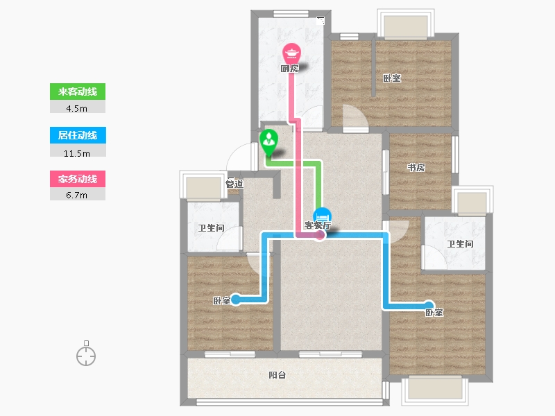 江苏省-无锡市-融创大塘御园-103.00-户型库-动静线