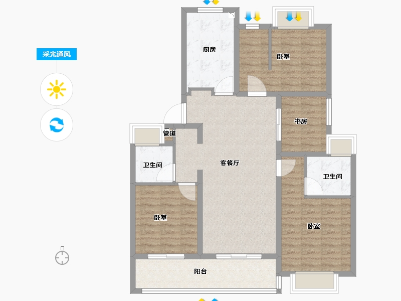 江苏省-无锡市-融创大塘御园-103.00-户型库-采光通风