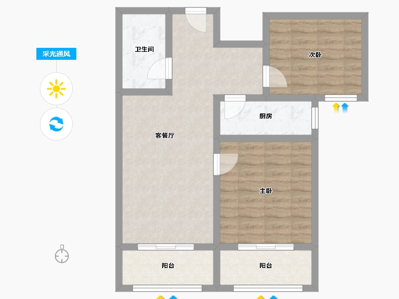 甘肃省-兰州市-亚太清湖湾-67.00-户型库-采光通风