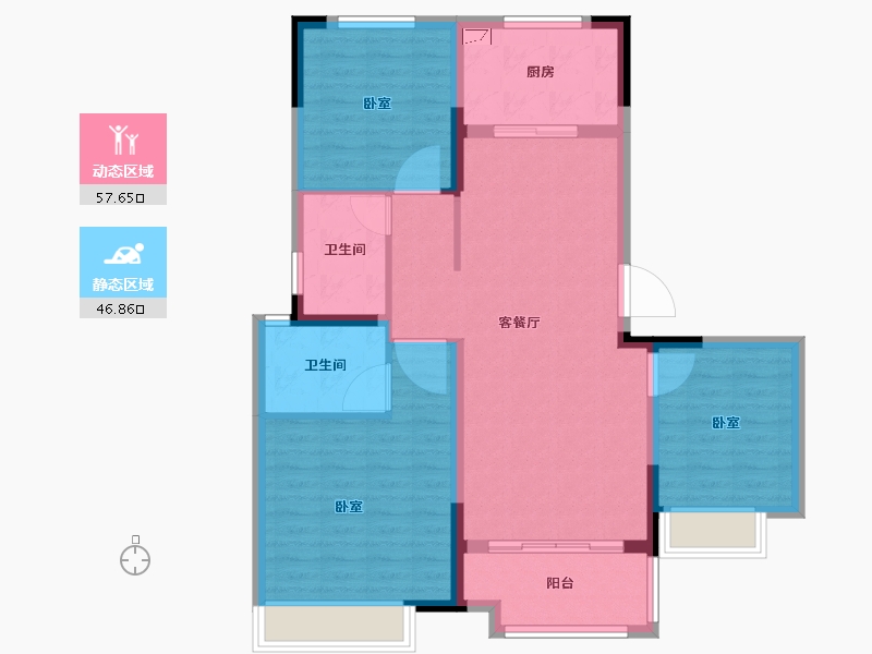 安徽省-合肥市-庐江美的城-94.00-户型库-动静分区