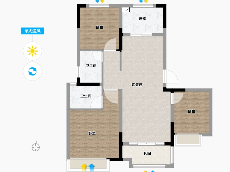 安徽省-合肥市-庐江美的城-94.00-户型库-采光通风