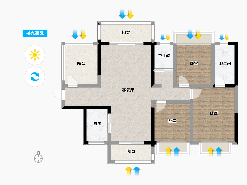 广西壮族自治区-玉林市-玉林碧桂园凤凰城-98.42-户型库-采光通风