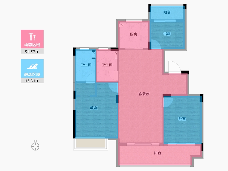 浙江省-丽水市-多弗怡泉湾-88.18-户型库-动静分区