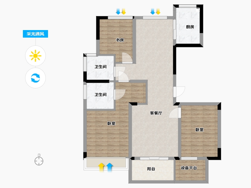 浙江省-湖州市-绿地新里铭庐公馆-102.00-户型库-采光通风