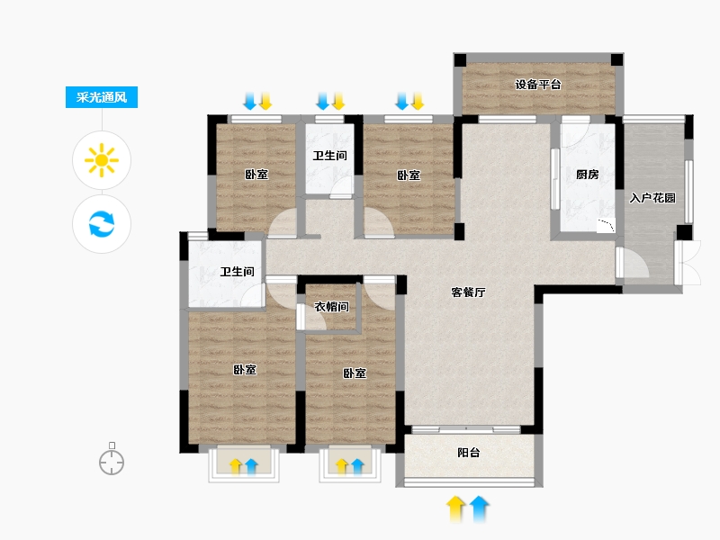 安徽省-合肥市-保来国际城-113.10-户型库-采光通风