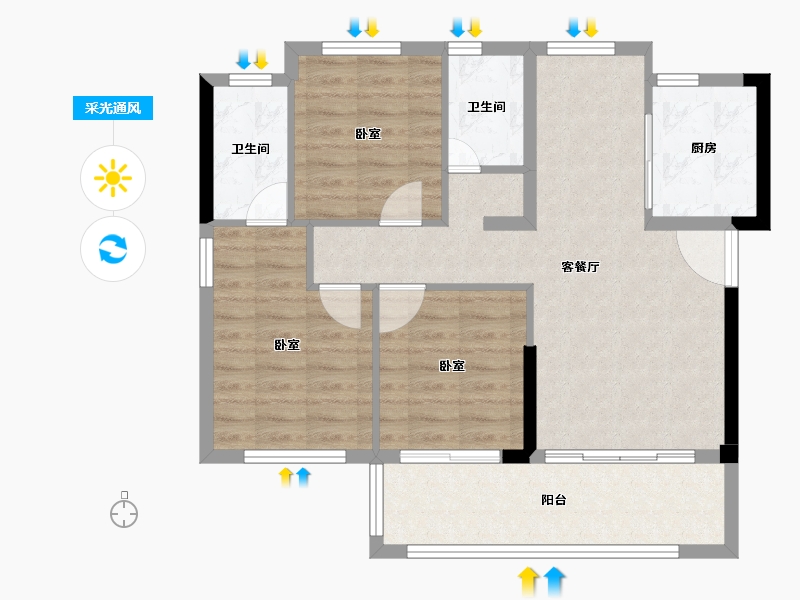 福建省-泉州市-力高水投君誉中央-79.13-户型库-采光通风