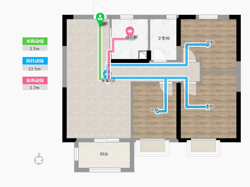 江苏省-南通市-海伦堡东皋府-74.17-户型库-动静线