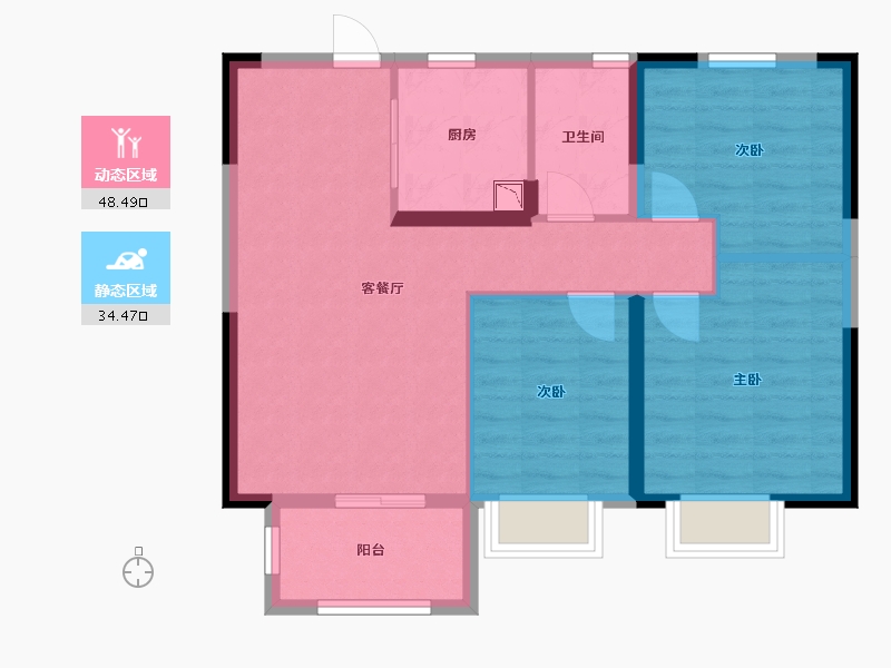 江苏省-南通市-海伦堡东皋府-74.17-户型库-动静分区