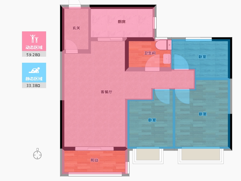 江苏省-镇江市-恒大港悦庭-83.30-户型库-动静分区