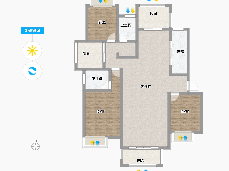 浙江省-绍兴市-朗臻丰泽苑-110.30-户型库-采光通风