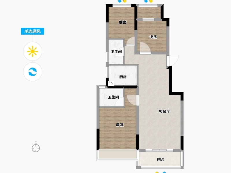 浙江省-金华市-横店南江西园-82.00-户型库-采光通风