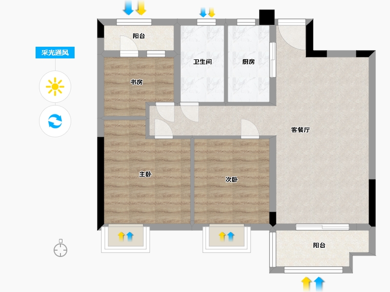 江西省-南昌市-龍居東郡-72.00-户型库-采光通风