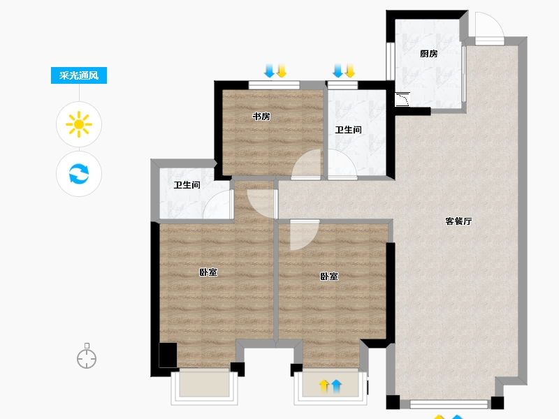 福建省-龙岩市-龙地·东尚湾-83.00-户型库-采光通风