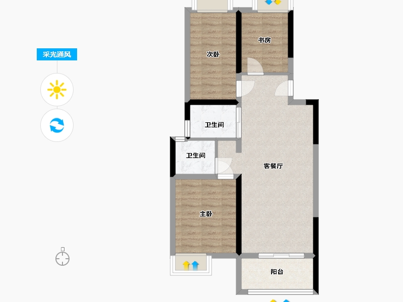 江西省-南昌市-上峰景城-68.99-户型库-采光通风