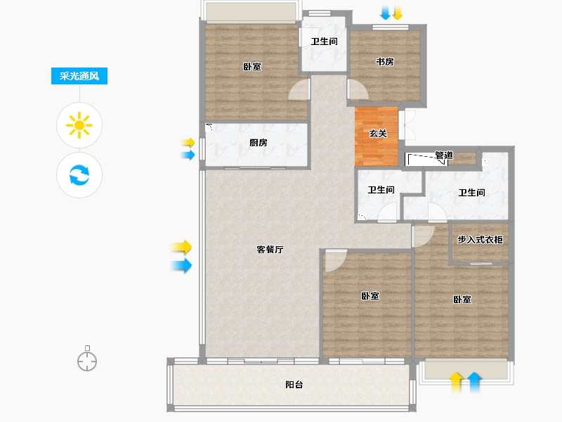 浙江省-衢州市-新湖牡丹园-153.87-户型库-采光通风