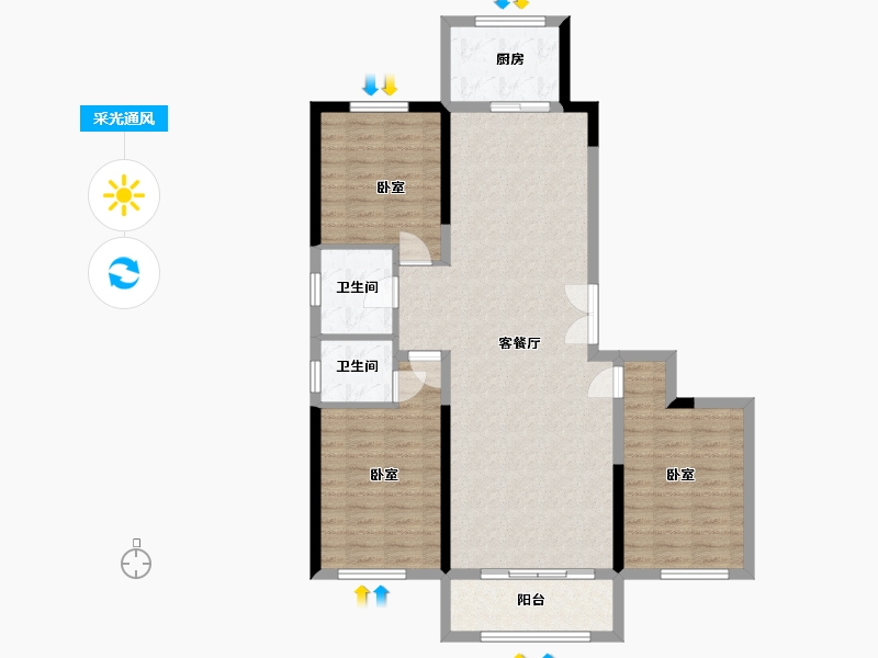 吉林省-四平市-巨展•活力城-102.84-户型库-采光通风