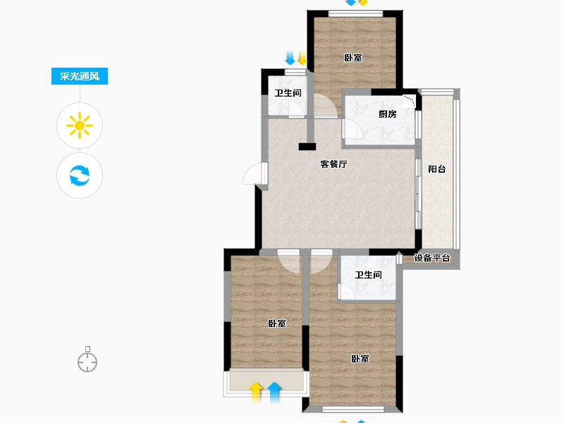 浙江省-金华市-横店南江西园-80.00-户型库-采光通风