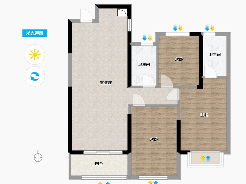 福建省-福州市-平潭岚湾·正荣府-84.00-户型库-采光通风