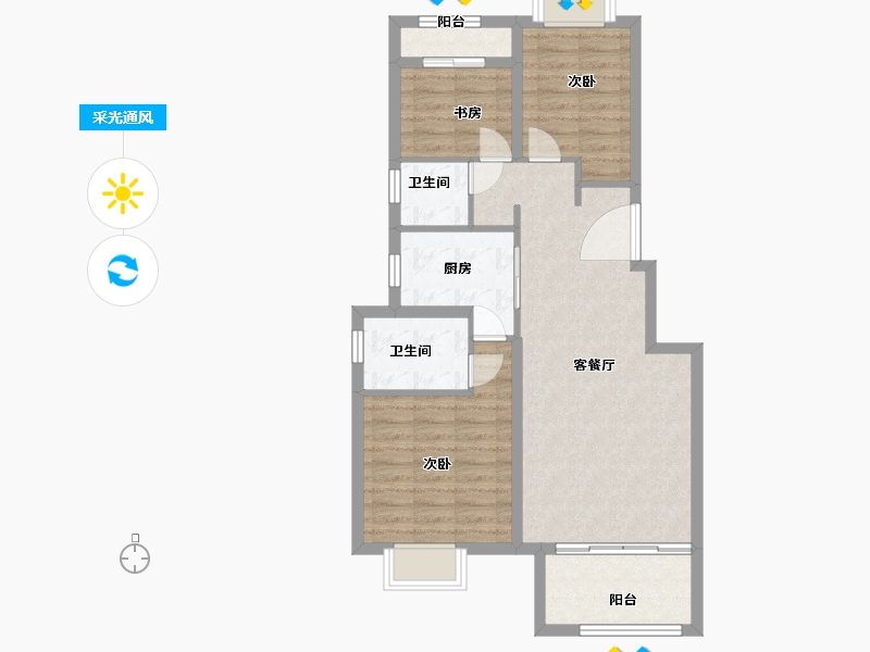 江西省-南昌市-金地金茂正荣悦风华-77.00-户型库-采光通风