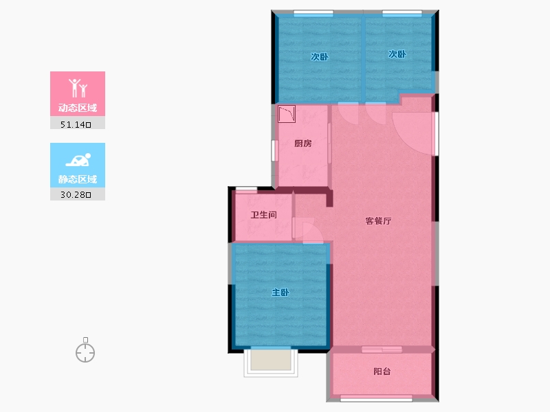 江苏省-南通市-海伦堡东皋府-73.00-户型库-动静分区