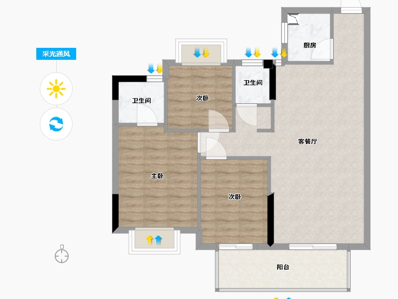 福建省-南平市-富金湖壹号-80.00-户型库-采光通风