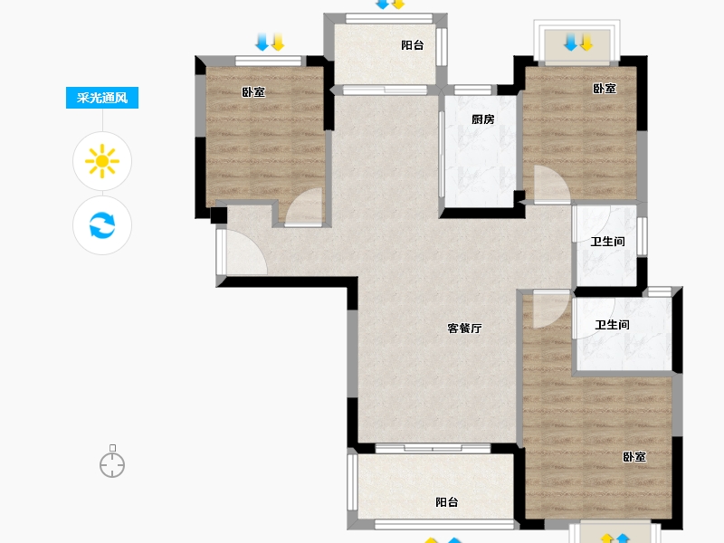 福建省-泉州市-鼎盛城上城-87.00-户型库-采光通风