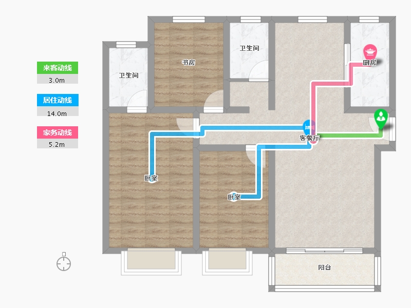 陕西省-渭南市-富平富秦馨苑-95.06-户型库-动静线