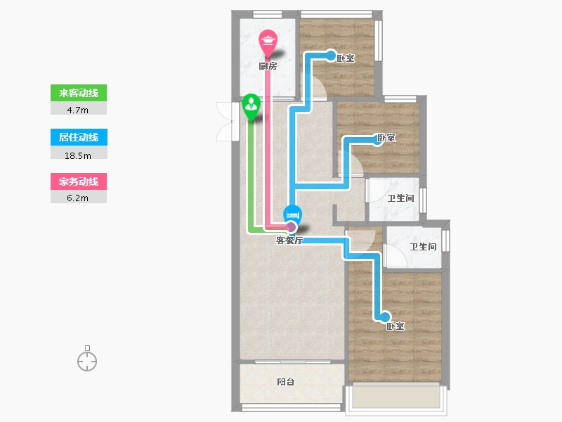 浙江省-嘉兴市-海伦花城-69.01-户型库-动静线