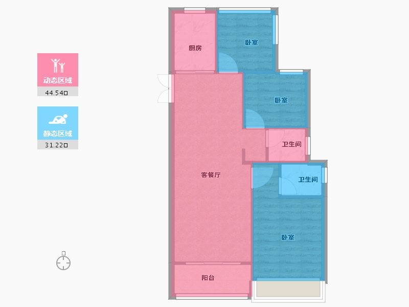 浙江省-嘉兴市-海伦花城-69.01-户型库-动静分区