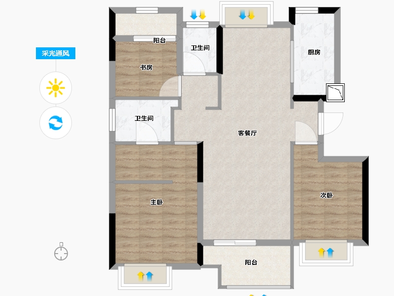 江西省-南昌市-凌云府-90.00-户型库-采光通风