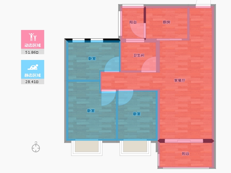 江苏省-镇江市-碧桂园世纪城邦-72.28-户型库-动静分区