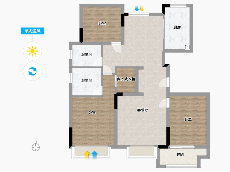 浙江省-湖州市-大家仁皇府九莲-95.75-户型库-采光通风