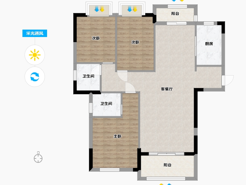 江西省-九江市-克拉首座-100.41-户型库-采光通风