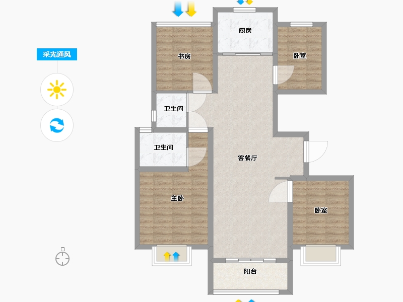 山东省-淄博市-中梁首府壹号-100.00-户型库-采光通风