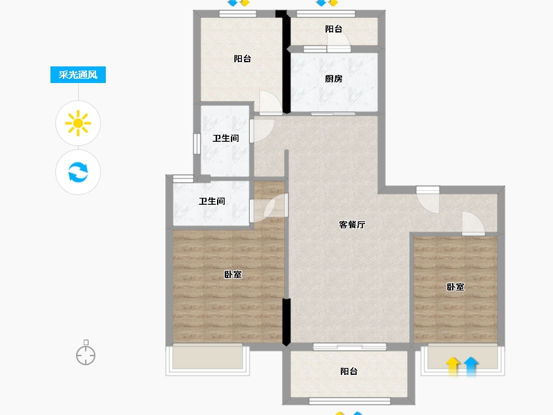 浙江省-湖州市-碧桂园黄金时代-92.00-户型库-采光通风