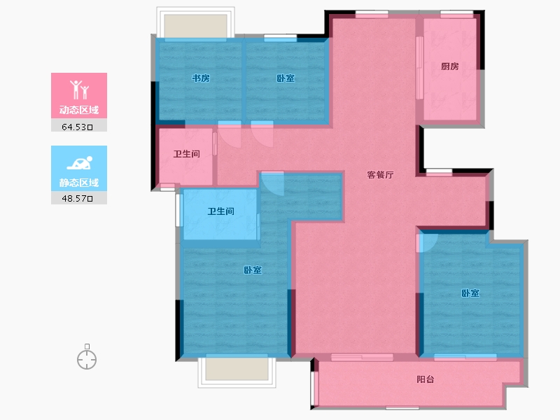 浙江省-嘉兴市-新西塘孔雀城天樾府-100.91-户型库-动静分区