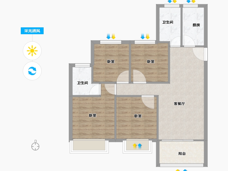 浙江省-嘉兴市-中南泷悦府-78.60-户型库-采光通风