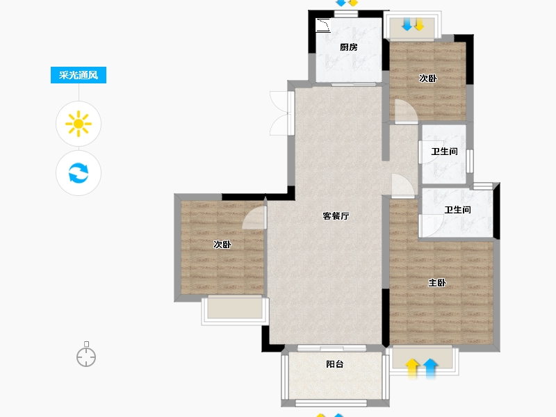 江西省-九江市-美的铂悦府-90.40-户型库-采光通风