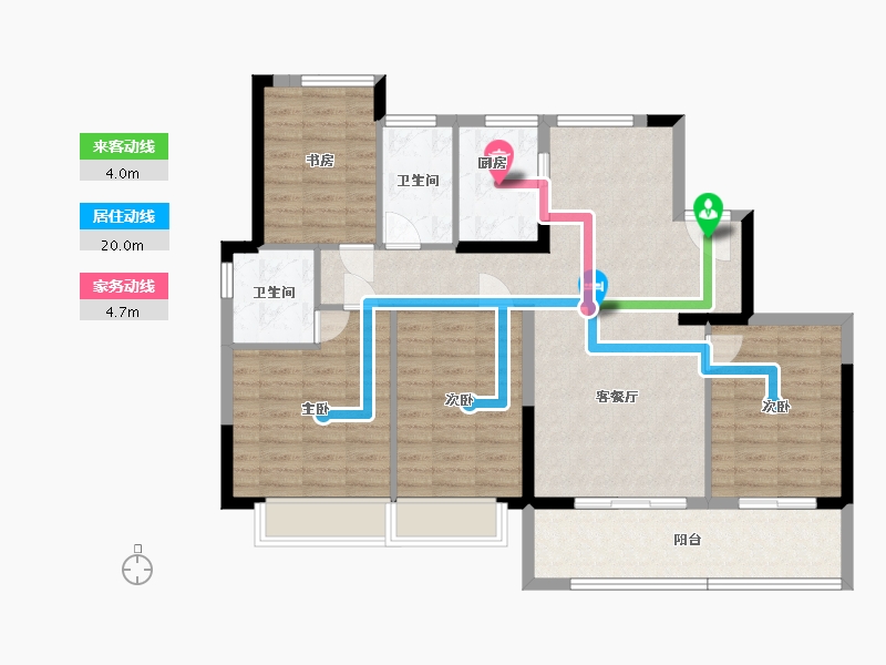 安徽省-合肥市-禹洲绿城蘭园-105.98-户型库-动静线